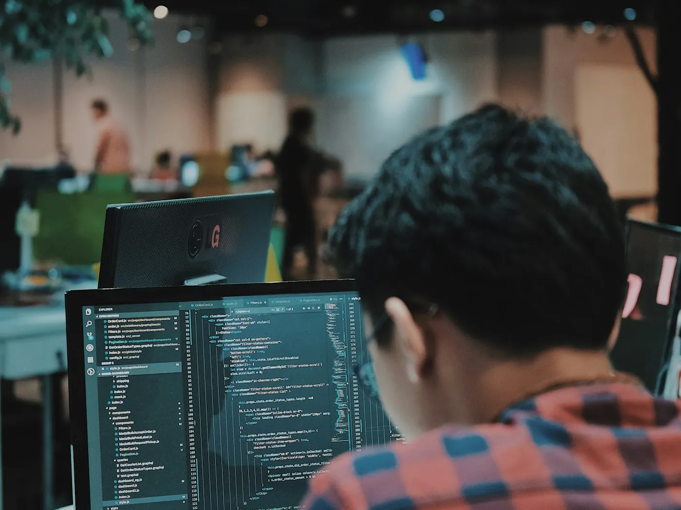Developer coding a website