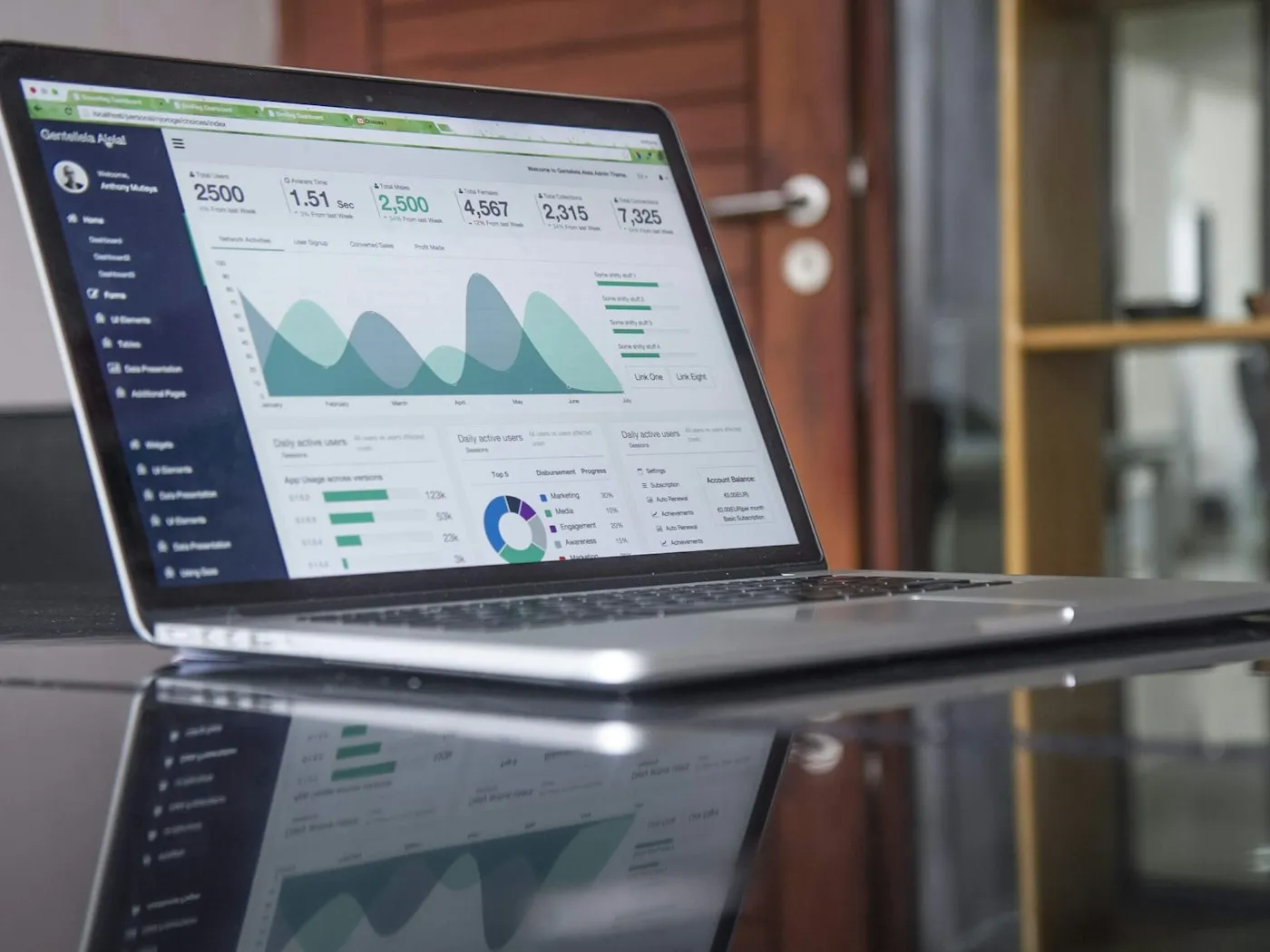 Analytics dashboard showing website growth