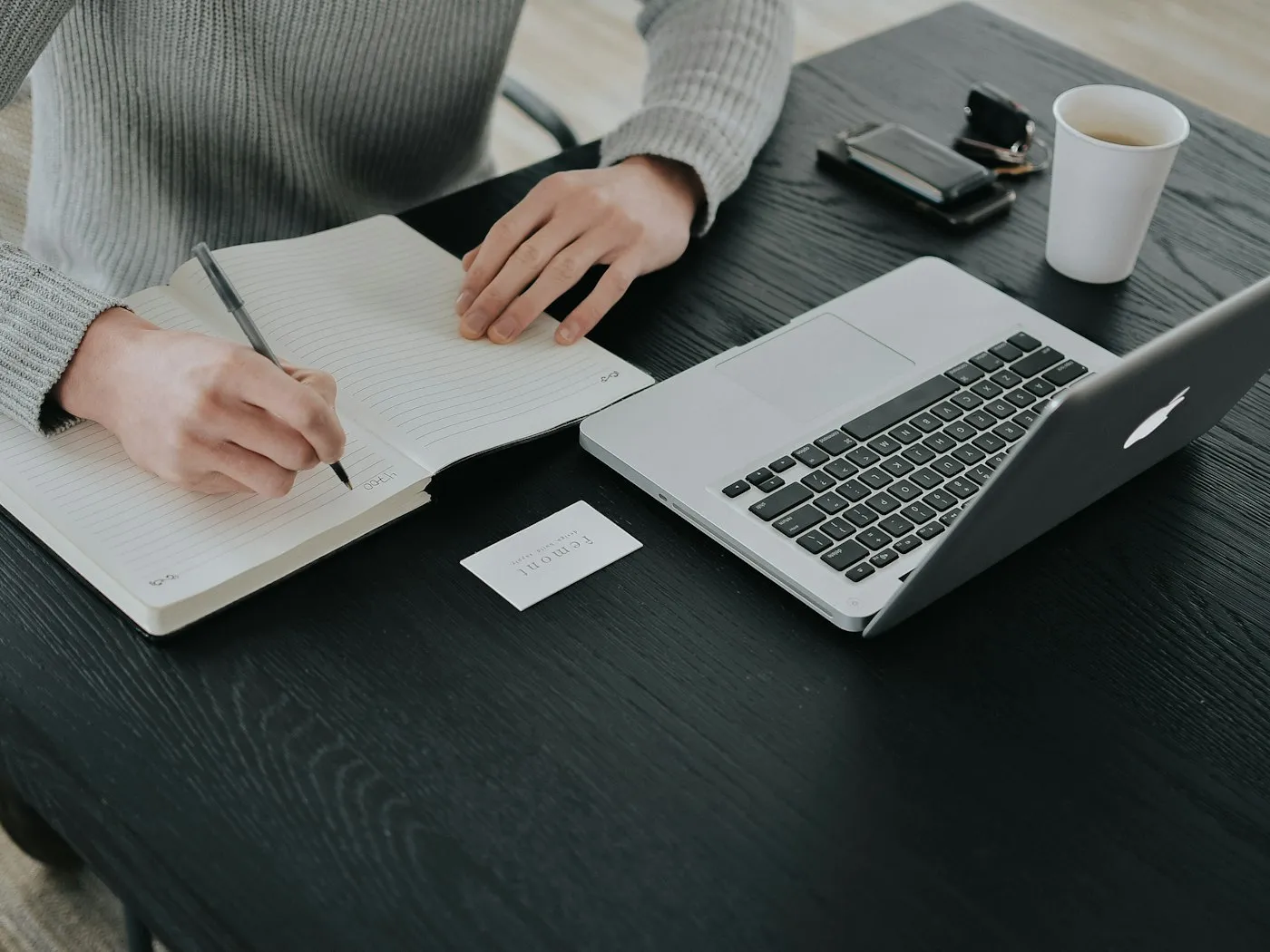 Planning a website strategy in a notebook