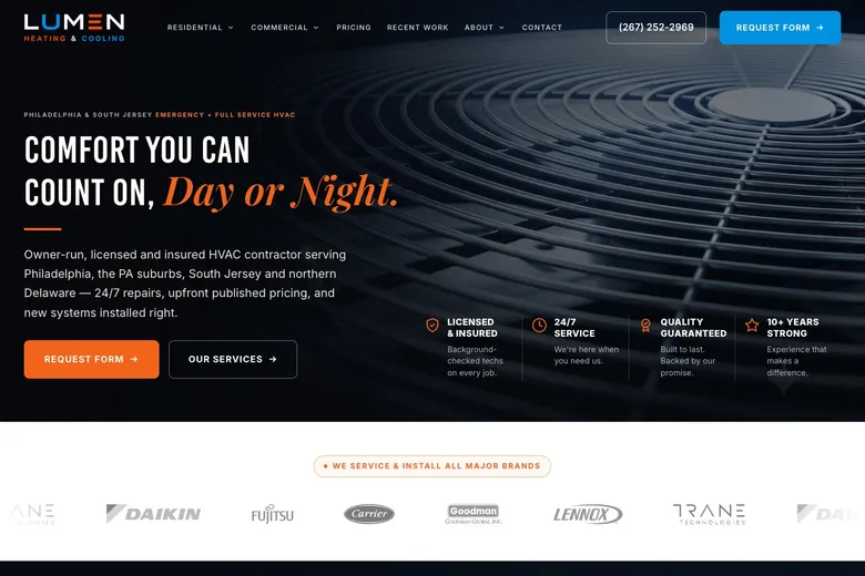 Lumen HVAC website