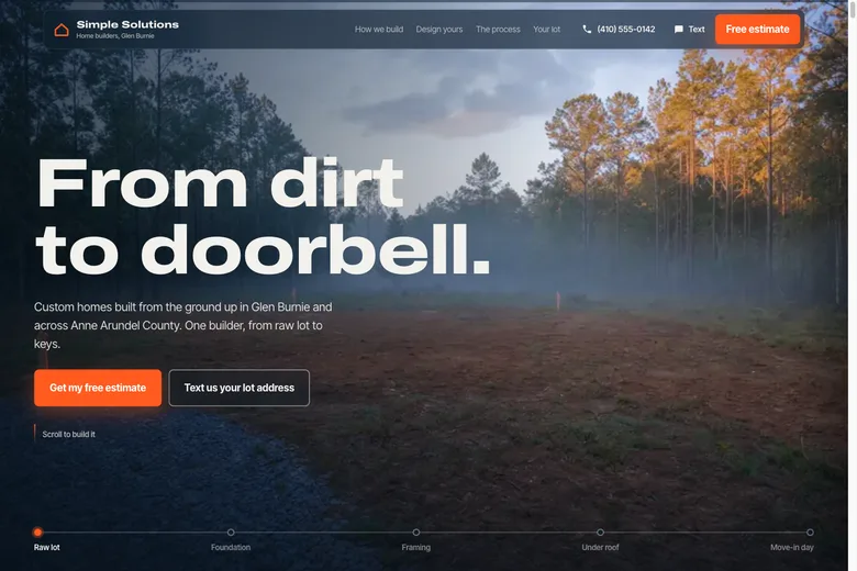 Simple Solutions custom home builder website we built